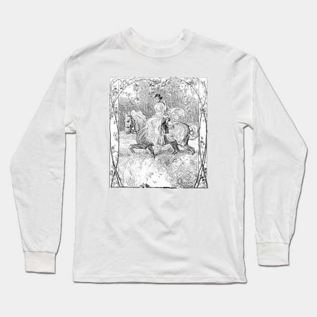 HORSEBACK RIDING GIRL Long Sleeve T-Shirt by Biophilia